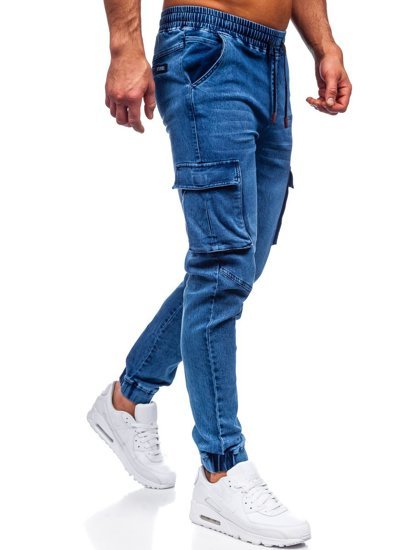 Men's Cargo Denim Joggers Navy Blue Bolf HY893