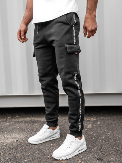 Men's Cargo Jogger Sweatpants Black Bolf JX8715B