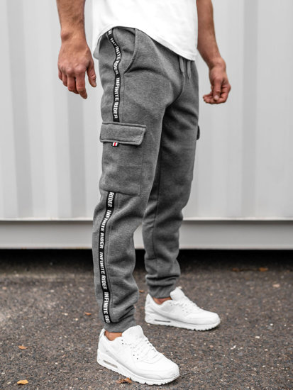 Men's Cargo Jogger Sweatpants Grey Bolf JX8715B