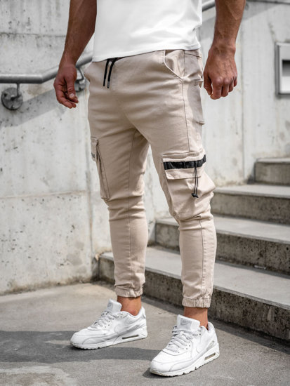 Men's Cargo Joggers Beige Bolf 6685