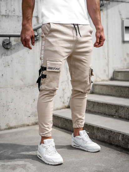 Men's Cargo Joggers Beige Bolf 6685