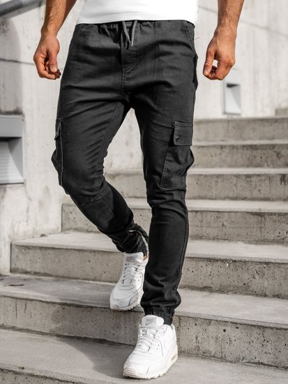 Men's Cargo Joggers Black Bolf 0858