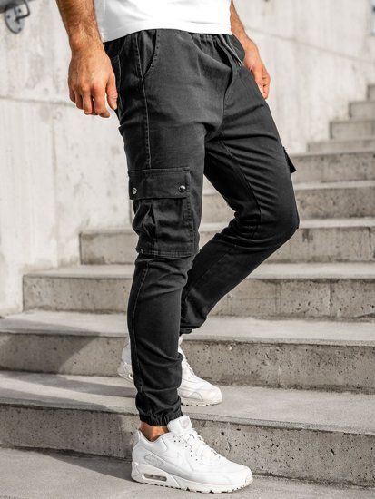 Men's Cargo Joggers Black Bolf 0858