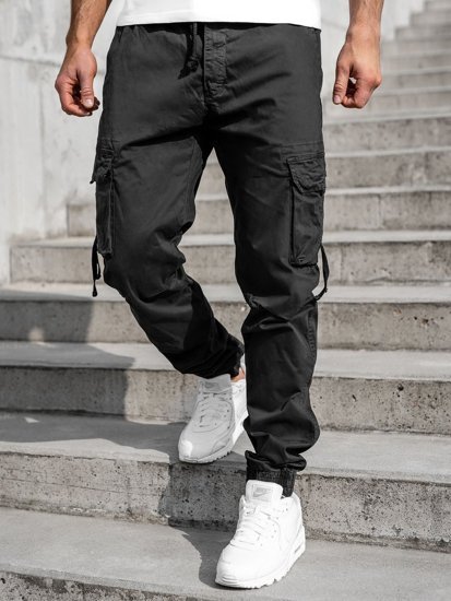 Men's Cargo Joggers Black Bolf 8956