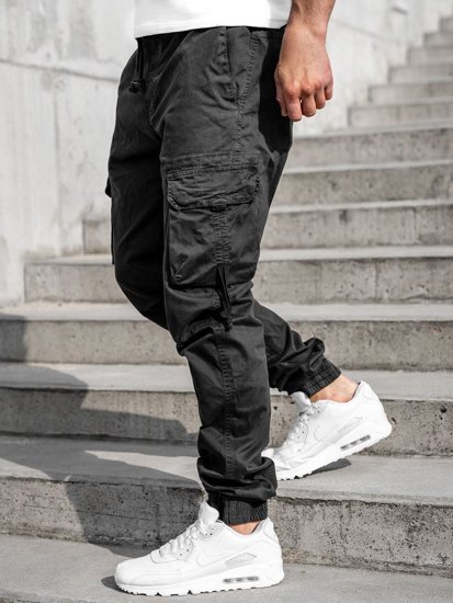 Men's Cargo Joggers Black Bolf 8956