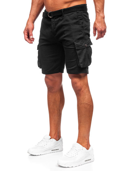 Men's Cargo Shorts with Belt Black Bolf 010