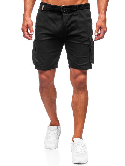 Men's Cargo Shorts with Belt Black Bolf 010