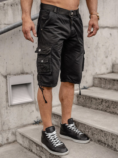 Black cargo shorts for men best sale