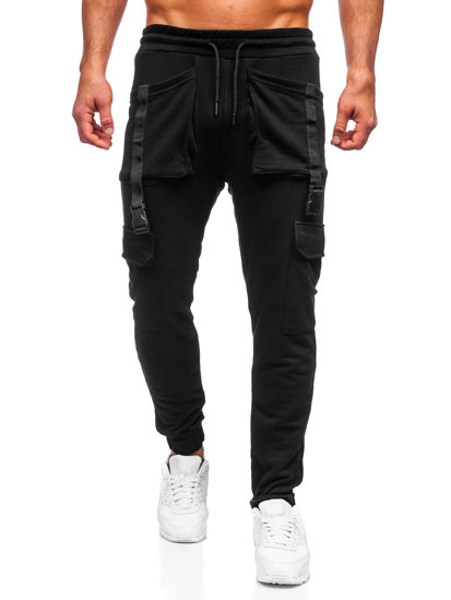 Men's Cargo Sweatpants Black Bolf 6584