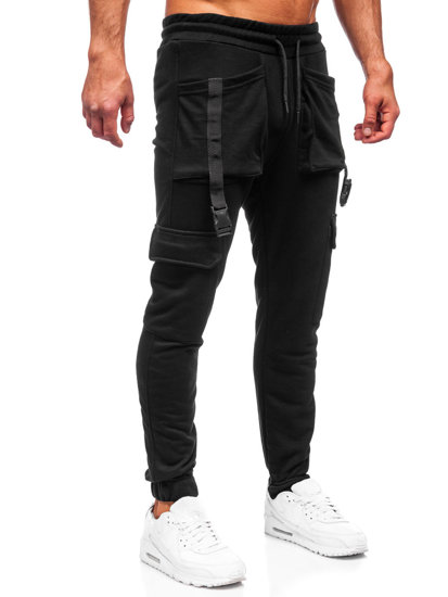 Men's Cargo Sweatpants Black Bolf 6584