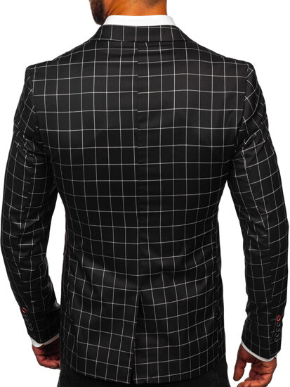 Men's Casual Checkered Blazer Black Bolf 001