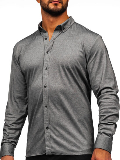 Men's Casual Long Sleeve Shirt Anthracite Bolf 500