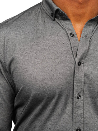 Men's Casual Long Sleeve Shirt Anthracite Bolf 500