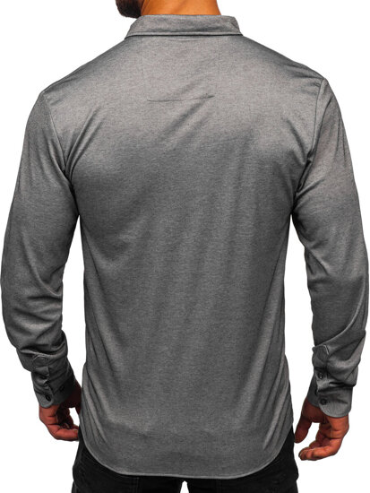 Men's Casual Long Sleeve Shirt Anthracite Bolf 500