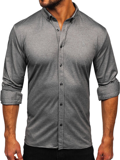 Men's Casual Long Sleeve Shirt Anthracite Bolf 500