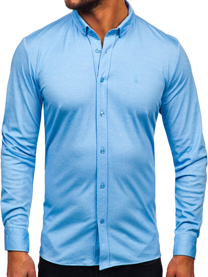 Men's Casual Long Sleeve Shirt Blue Bolf 500