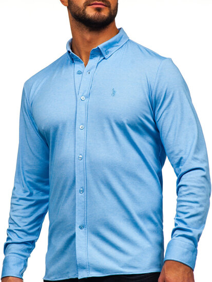 Men's Casual Long Sleeve Shirt Blue Bolf 500