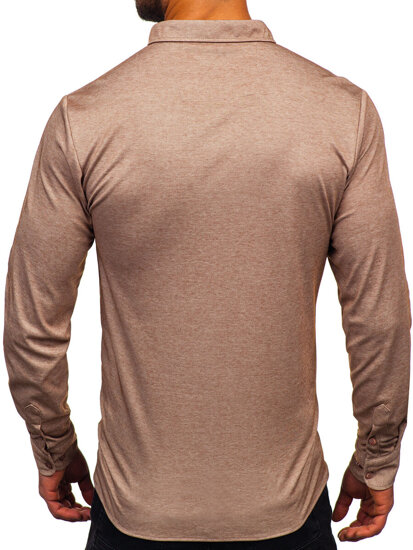 Men's Casual Long Sleeve Shirt Brown Bolf 500