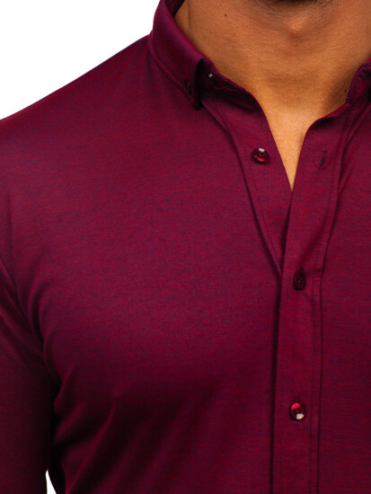 Men's Casual Long Sleeve Shirt Claret Bolf 500