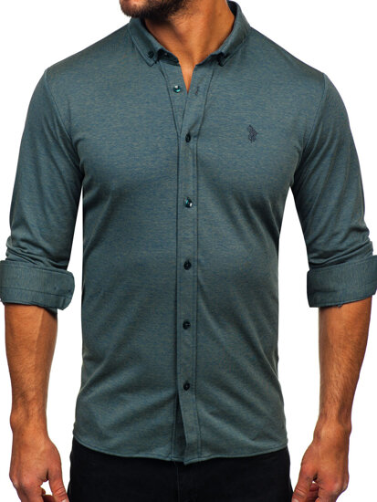 Men's Casual Long Sleeve Shirt Green Bolf 500