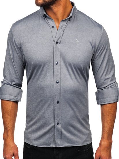 Men's Casual Long Sleeve Shirt Grey Bolf 500