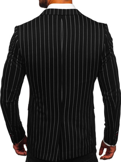 Men's Casual Striped Blazer Black-Grey Bolf 1652