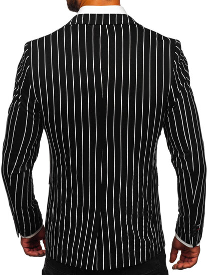 Men's Casual Striped Blazer Black-White Bolf 1652