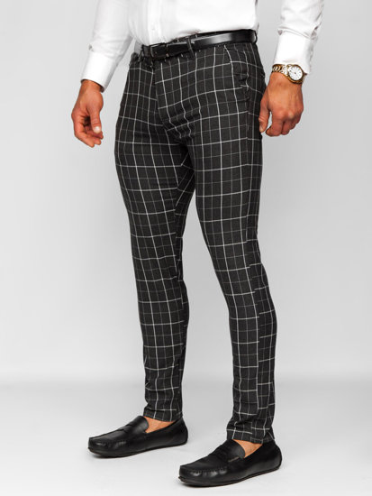 Men's Checkered Chino Pants Black Bolf 0032