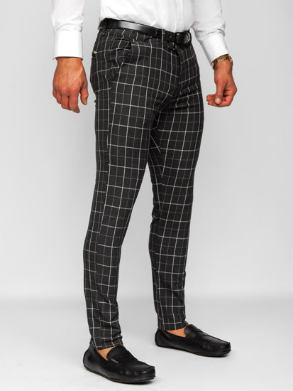 Men's Checkered Chino Pants Black Bolf 0032