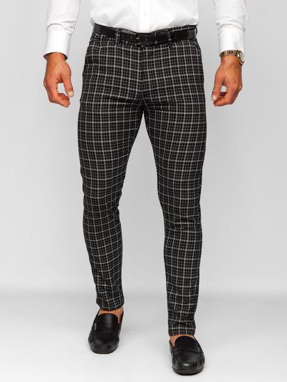 Men's Checkered Chino Pants Black Bolf 0035