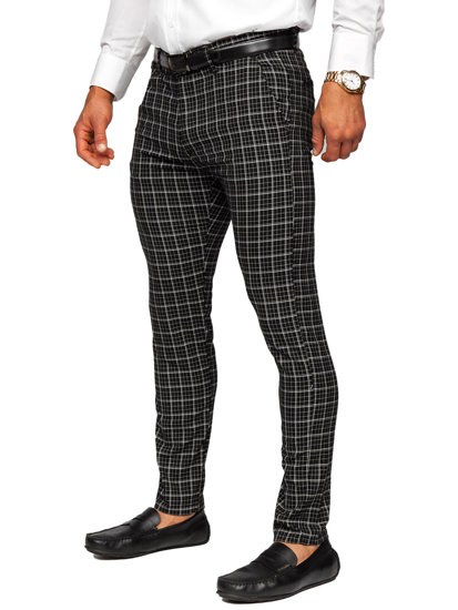 Men's Checkered Chino Pants Black Bolf 0035