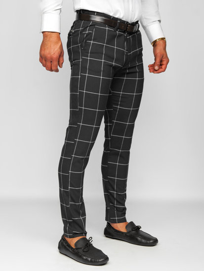 Men's Checkered Chino Pants Black Bolf 0037