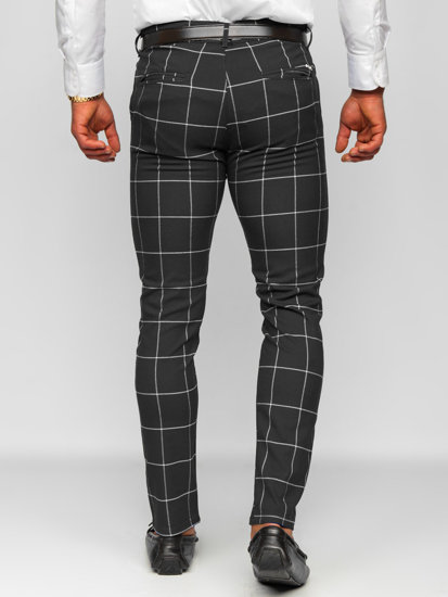 Men's Checkered Chino Pants Black Bolf 0037