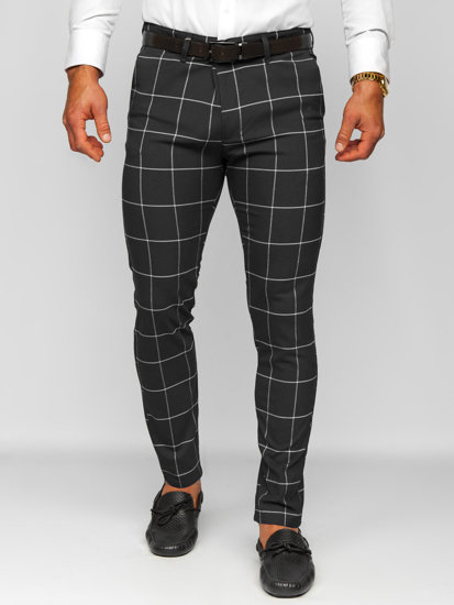 Men's Checkered Chino Pants Black Bolf 0037