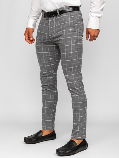 Men's Checkered Chinos Anthracite Bolf 0032