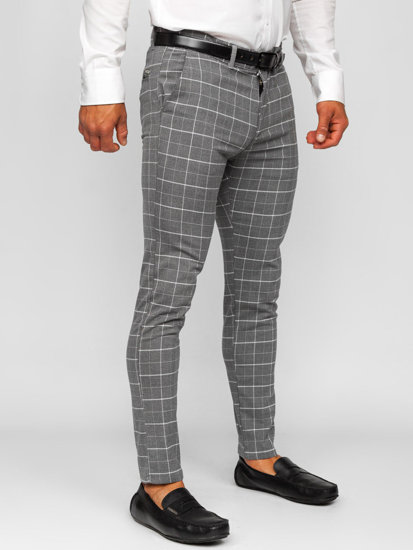 Men's Checkered Chinos Anthracite Bolf 0032