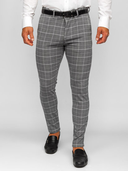 Men's Checkered Chinos Anthracite Bolf 0032