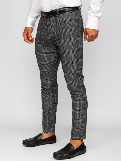 Men's Checkered Chinos Anthracite Bolf 0048