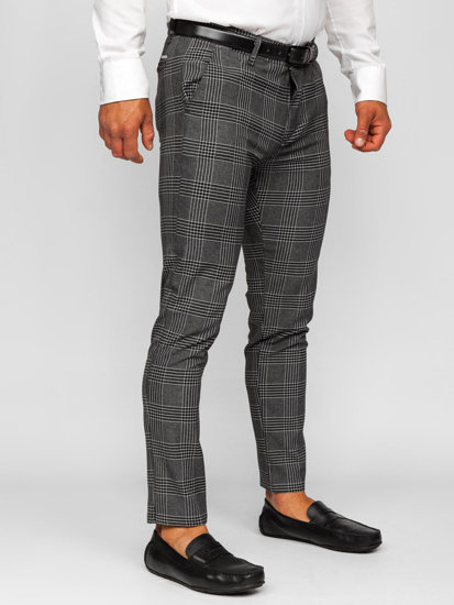 Men's Checkered Chinos Anthracite Bolf 0048