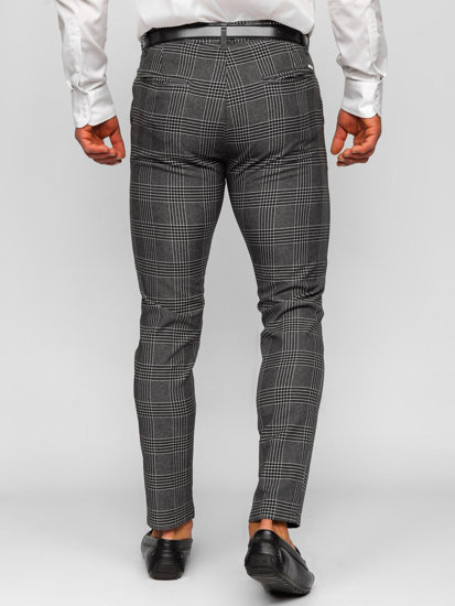 Men's Checkered Chinos Anthracite Bolf 0048