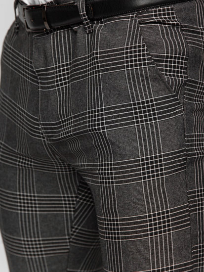 Men's Checkered Chinos Anthracite Bolf 0048