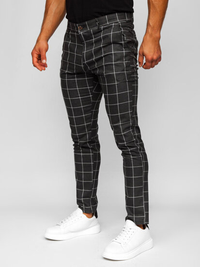 Men's Checkered Chinos Anthracite Bolf 0050