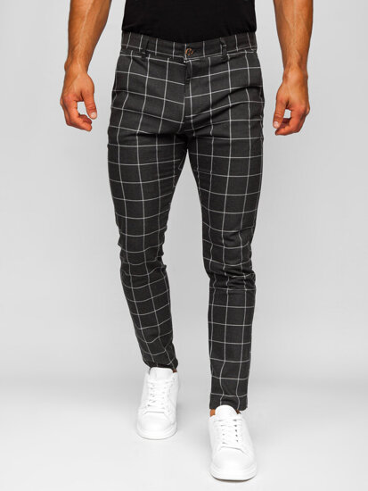 Men's Checkered Chinos Anthracite Bolf 0050