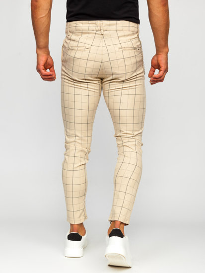 Men's Checkered Chinos Beige Bolf 0060