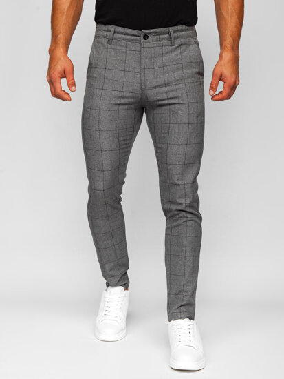 Men's Checkered Chinos Graphite-Black Bolf 0032