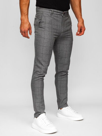 Men's Checkered Chinos Graphite-Black Bolf 0032