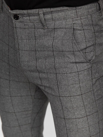 Men's Checkered Chinos Graphite-Black Bolf 0032