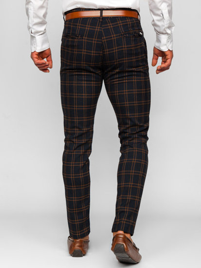 Men's Checkered Chinos Navy Blue Bolf 0049