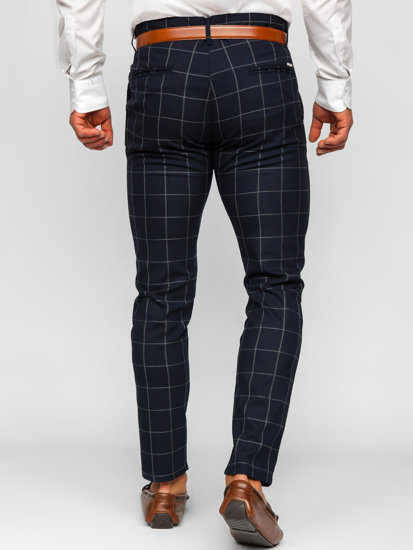 Men's Checkered Chinos Navy Blue Bolf 0050