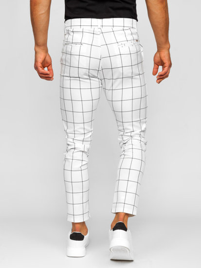 Men's Checkered Chinos White Bolf 0037